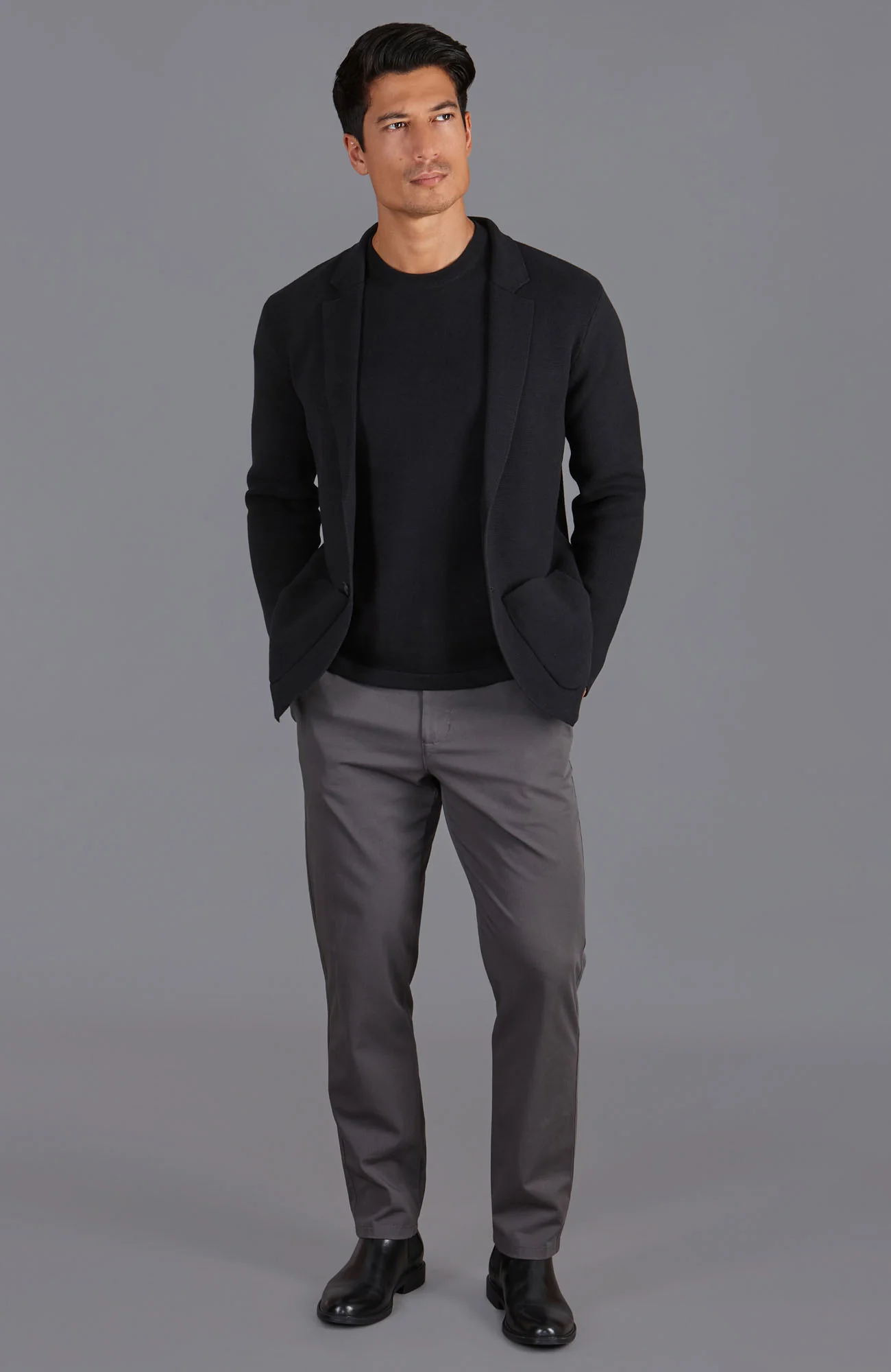 Mens Midweight Cotton Deconstructed Knitted Blazer - Image 2