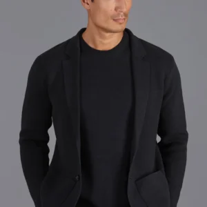 Mens Midweight Cotton Deconstructed Knitted Blazer