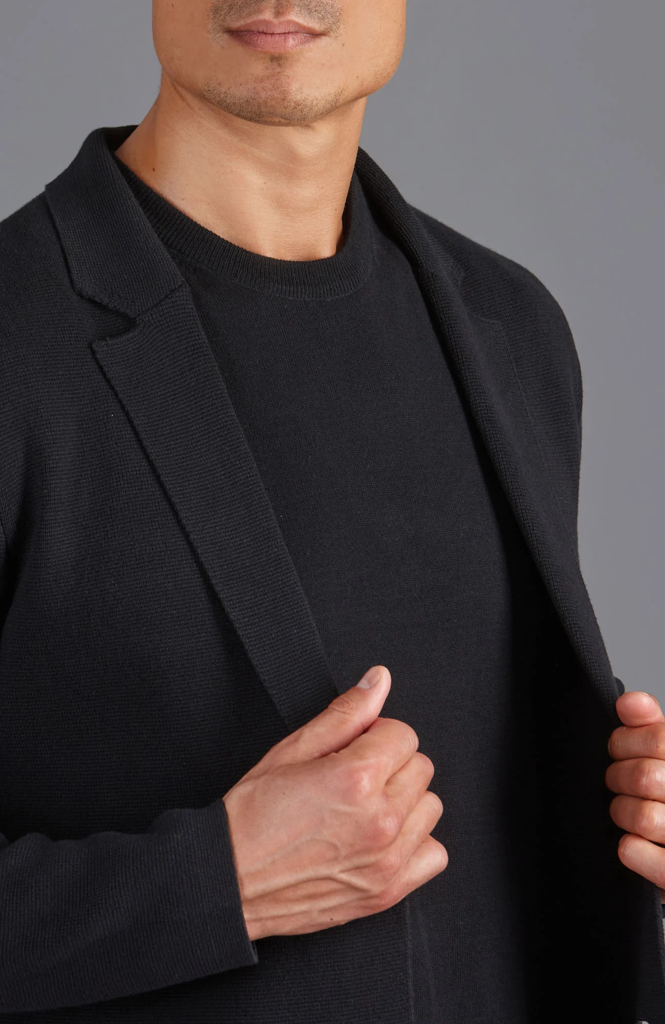 Mens Midweight Cotton Deconstructed Knitted Blazer - Image 3