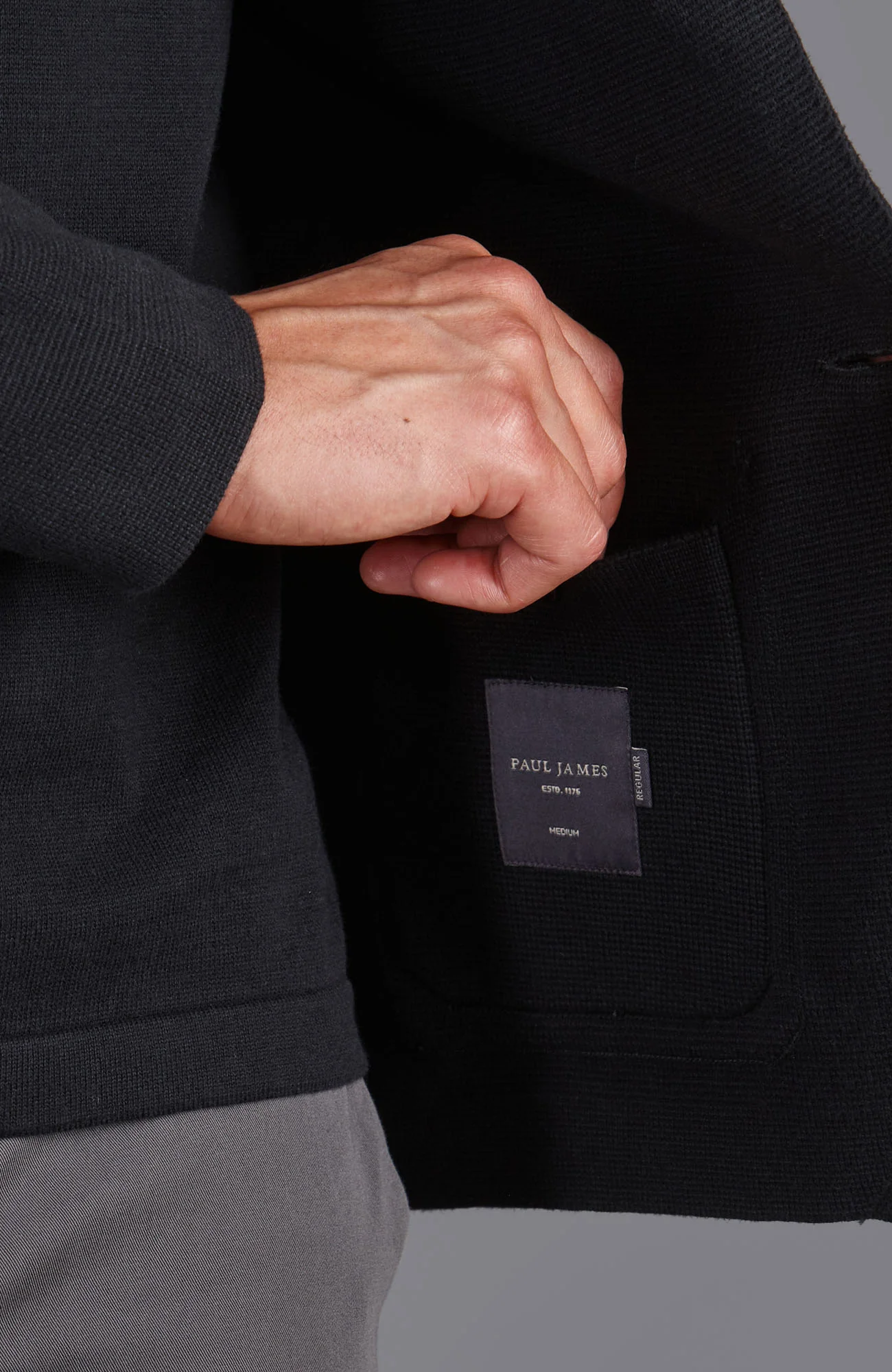 Mens Midweight Cotton Deconstructed Knitted Blazer - Image 4