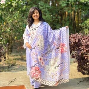 নারীদের জন্য আরামদায়ক মাইক্রো-স্ট্রেচ ফ্লোরাল প্রিন্টেড সালোয়ার কামিজ